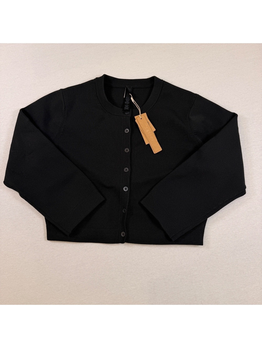 NWT SKIMS Refined Knit Crop Cardigan Onyx Medium M